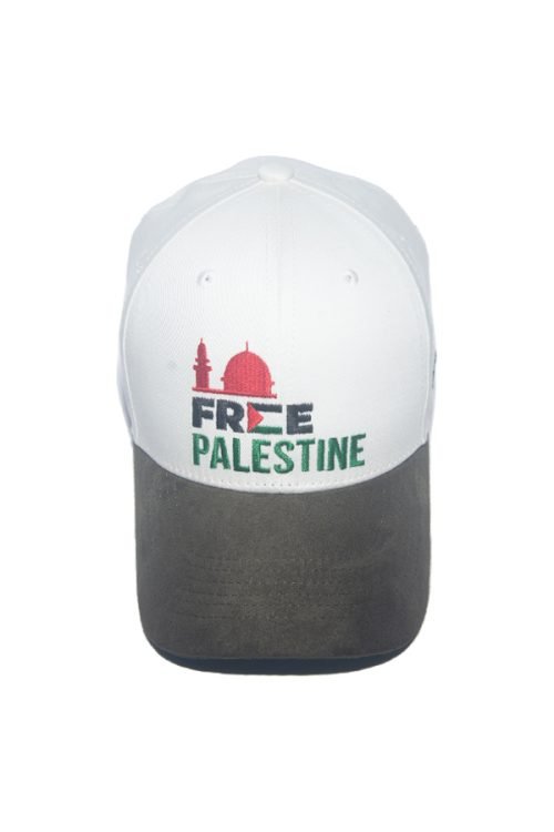 FREE PALESTINE -WHITE & OLIVE (SUEDE FABRIC)