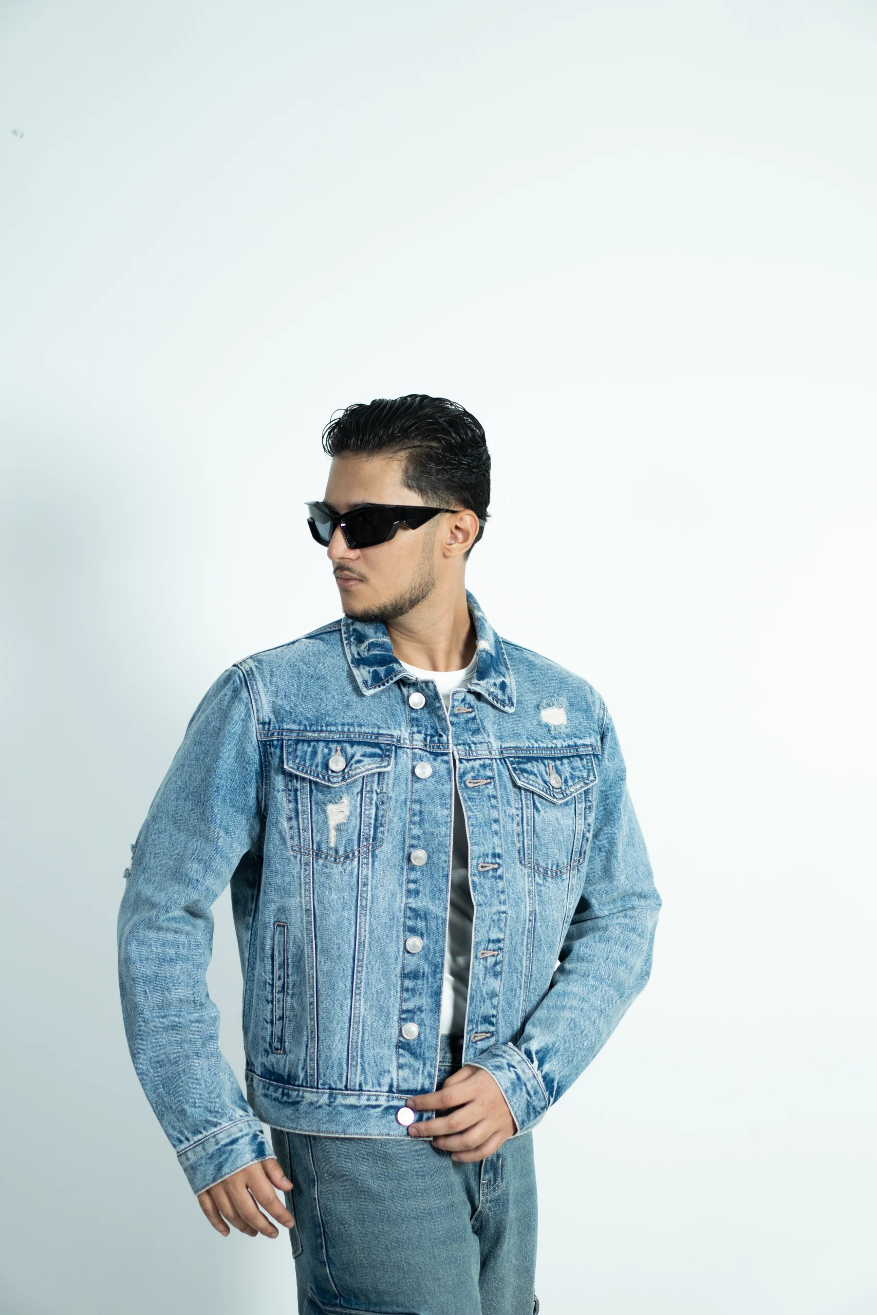 CROP DENIM JACKET -VINTAGE WASH